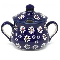 Janelle Imports Family Style Sugar Bowl 14 Oz In Flowers On Blue