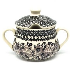 Janelle Imports Family Style Sugar Bowl 14 Oz In Gray & Black