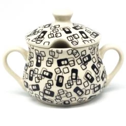 Janelle Imports Family Style Sugar Bowl 14 Oz In Modern Gray & Black