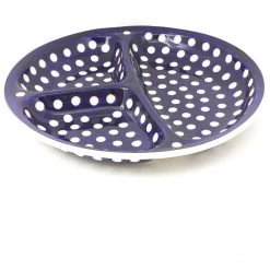 Janelle Imports Divided Plate In White Polka-Dot
