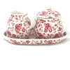 Janelle Imports Creamer & Sugar Set W/Tray In Antique Red 1 Janelle Imports Creamer & Sugar Set W/Tray In Antique Red