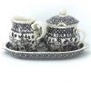 Janelle Imports Creamer & Sugar Set W/Tray In Gray & Black 1 Janelle Imports Creamer & Sugar Set W/Tray In Gray & Black