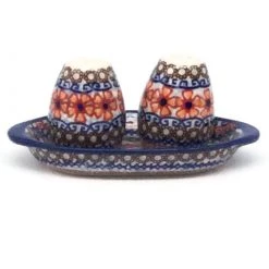 Janelle Imports Salt & Pepper Set W/Tray In Earth Tones
