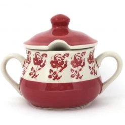 Janelle Imports Family Style Sugar Bowl 14 Oz In Red Rose