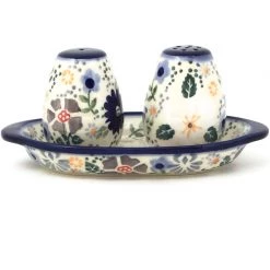 Janelle Imports Salt & Pepper Set W/Tray In Morning Breeze