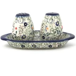 Janelle Imports Salt & Pepper Set W/Tray In Early Spring