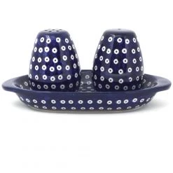 Janelle Imports Salt & Pepper Set W/Tray In Blue Elegance