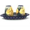 Janelle Imports Salt & Pepper Set W/Tray In Daffodils 1 Janelle Imports Salt & Pepper Set W/Tray In Daffodils