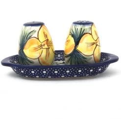 Janelle Imports Salt & Pepper Set W/Tray In Daffodils