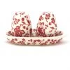 Janelle Imports Salt & Pepper Set W/Tray In Antique Red 2 Janelle Imports Salt & Pepper Set W/Tray In Antique Red