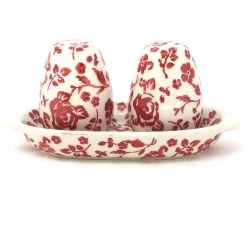 Janelle Imports Salt & Pepper Set W/Tray In Antique Red