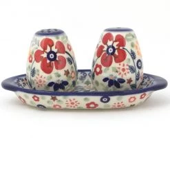 Janelle Imports Salt & Pepper Set W/Tray In Summer Arrangement