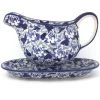 Janelle Imports Gravy Boat W/Tray 1 Qt In Blue Butterfly