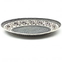 Janelle Imports Oval Basia Platter In Gray & Black
