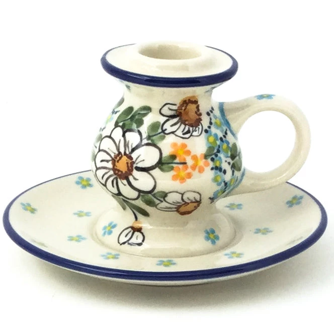 Janelle Imports Candle Holder W/Handle In Spectacular Daisy 3 Janelle Imports Candle Holder W/Handle In Spectacular Daisy