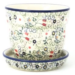Janelle Imports Sm Flower Pot W/Plate In Early Spring