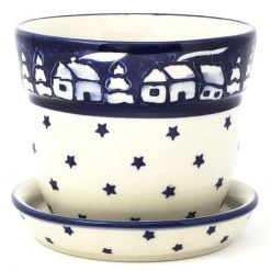 Janelle Imports Sm Flower Pot W/Plate In Winter