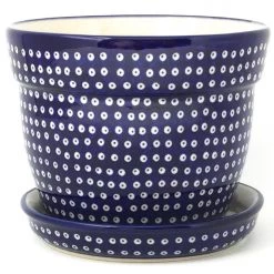 Janelle Imports Lg Flower Pot W/Plate In Blue Elegance