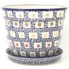 Janelle Imports Lg Flower Pot W/Plate In Modern Checkers