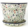 Janelle Imports Lg Flower Pot W/Plate In Early Spring