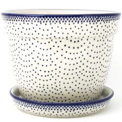 Janelle Imports Lg Flower Pot W/Plate In Simple Elegance