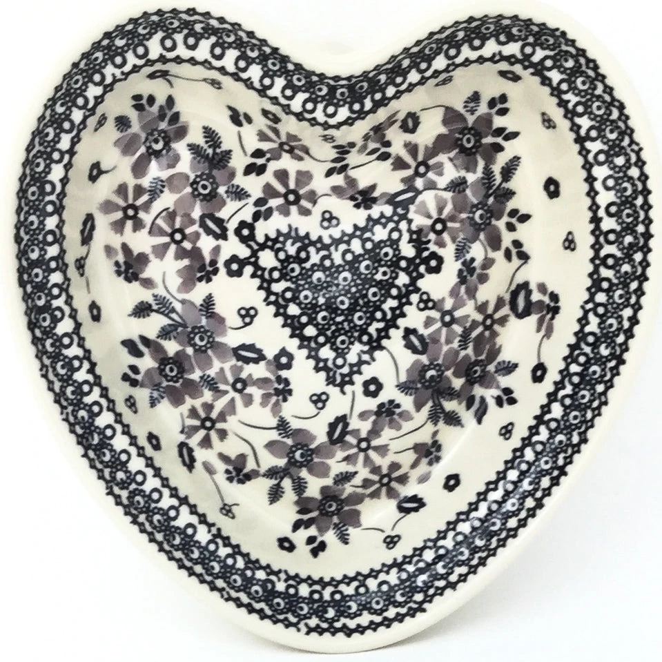 Janelle Imports Lg Hanging Heart Dish In Gray & Black 3 Janelle Imports Lg Hanging Heart Dish In Gray & Black