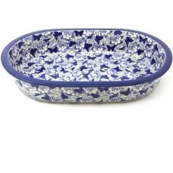 Janelle Imports Lg Oval Baker In Blue Butterfly