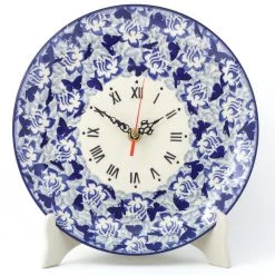 Janelle Imports Plate Wall Clock In Blue Butterfly