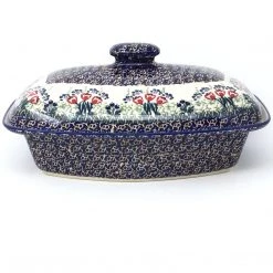 Janelle Imports Rect. Server W/Cover 2 Qt In Red Tulips