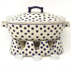 Janelle Imports Heater For Cov'd Rect. Baker 3 Qt In Blue Polka-Dot