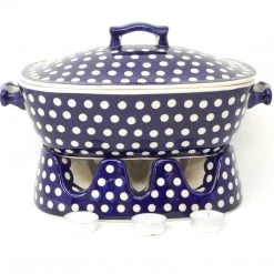 Janelle Imports Heater For Cov'd Rect. Baker 3 Qt In White Polka-Dot