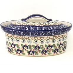 Janelle Imports Oval Server W/Cover 1 Qt In Forget-Me-Not