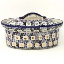 Janelle Imports Oval Server W/Cover 1 Qt In Modern Checkers