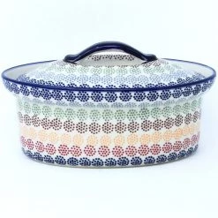 Janelle Imports Oval Server W/Cover 1 Qt In Modern Dots