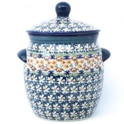 Janelle Imports Md Canister W/Handles In White Daisy