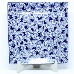 Janelle Imports Square Platter In Blue Butterfly