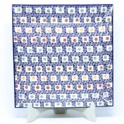 Janelle Imports Square Platter In Modern Checkers