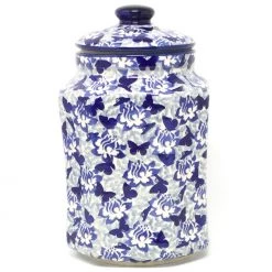 Janelle Imports Lg Airtight Canister In Blue Butterfly