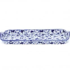 Janelle Imports Bread Server W/Handles In Blue Butterfly