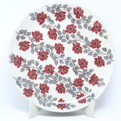Janelle Imports Round Platter 12.5" In Red & Gray