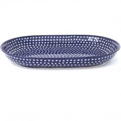 Janelle Imports Sm Oval Platter In Blue Elegance