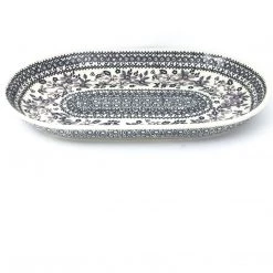 Janelle Imports Md Oval Platter In Gray & Black