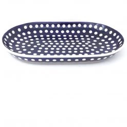Janelle Imports Md Oval Platter In White Polka-Dot