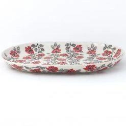 Janelle Imports Lg Oval Platter In Red & Gray