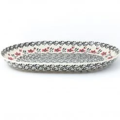 Janelle Imports Lg Oval Platter In Red & Black