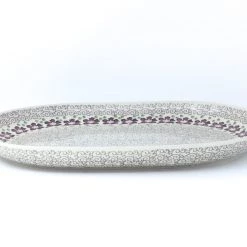 Janelle Imports Ex Lg Oval Platter In Purple & Gray Flowers