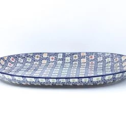 Janelle Imports Ex Lg Oval Platter In Modern Checkers
