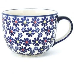 Janelle Imports Latte Cup 16 Oz In Flowers On White