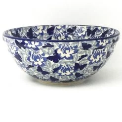 Janelle Imports Round Bowl 32 Oz In Blue Butterfly