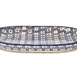 Janelle Imports Lg Oval Platter In Modern Checkers
